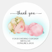 Sticker Rond Un Baby shower de petite fille doux (Devant)