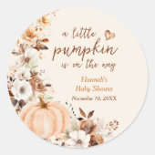 Sticker Rond Un Baby shower Floral Un Peu Citrouille (Devant)