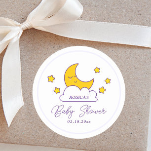 Sticker Rond Un Baby shower neutre pour les femmes sur la lune