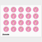 Sticker Rond Un Baby shower Princesse Rose (Feuille)