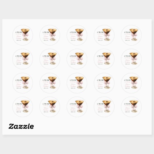 Sticker Rond Un Baby shower Tini One Rose Bow Espresso Martini (Feuille)