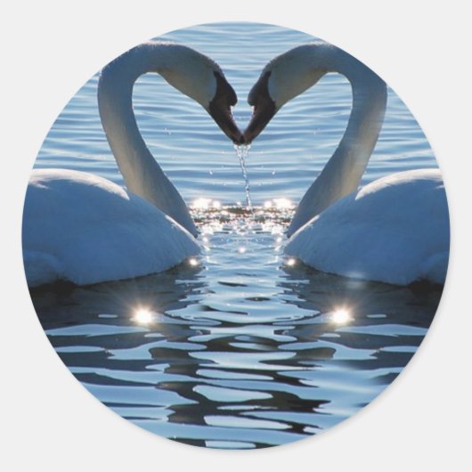 Sticker Rond Un baiser du coeur du cygne, réflexions sur l'amou (Devant)