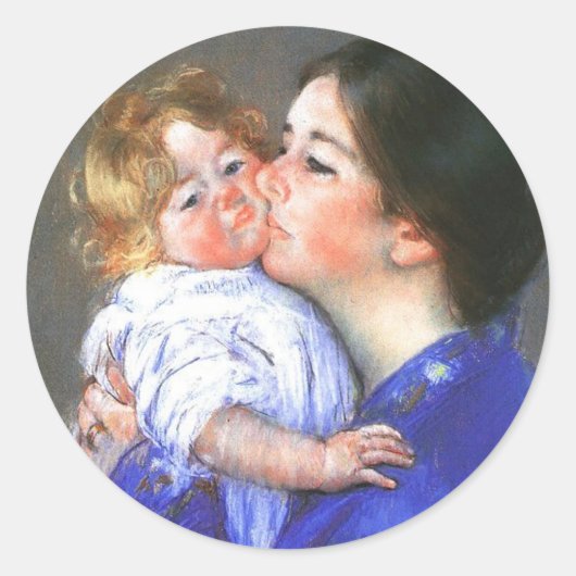 Sticker Rond Un Baiser Pour Baby Anne, Mary Cassatt (Devant)