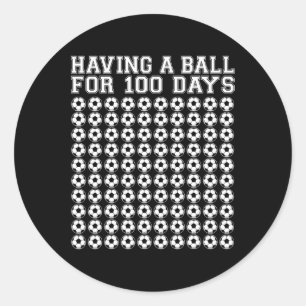 Sticker Rond Un Bal Pour 100 Jours Sport De Football 100 Jours