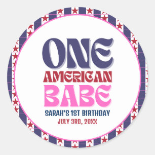 Sticker Rond Un bébé américain 4 juillet 1er anniversaire