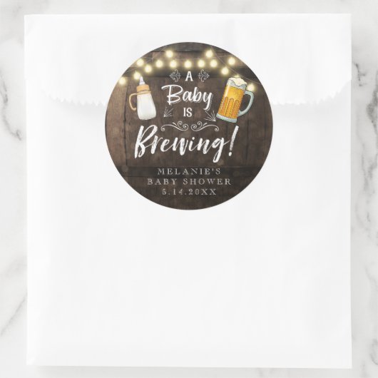Sticker Rond Un Bébé brasse Baby shower Favoriser (Sac)