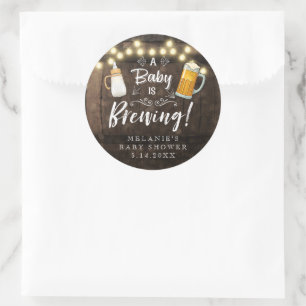 Sticker Rond Un Bébé brasse Baby shower Favoriser
