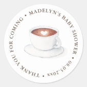 Sticker Rond Un Bébé Brasse Café Thème Douche Favoriser (Devant)