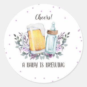 Sticker Rond Un bébé brasse Cheers Baby shower Bottles Class