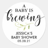 Sticker Rond Un bébé brasse du Baby shower de bière (Devant)