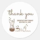 Sticker Rond Un bébé brasse du Baby shower de café (Devant)