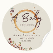 Sticker Rond Un Bébé brasse du Merci de Baby shower de café
