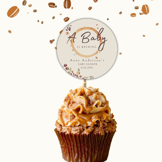 Sticker Rond Un Bébé brasse du Merci de Baby shower de café