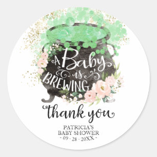 Sticker Rond Un bébé brasse du Merci de Baby shower d'Halloween