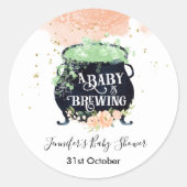 Sticker Rond un bébé brasse Halloween Baby shower Peach (Devant)