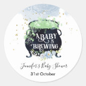 Sticker Rond un bébé brasse le Baby shower d'Halloween bleu (Devant)