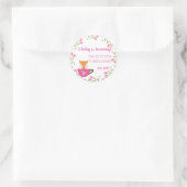 Sticker Rond Un bébé brasse rose Teacup Girl Douche (Sac)