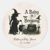 Sticker Rond Un bébé brasse un Baby shower d'Halloween (Devant)