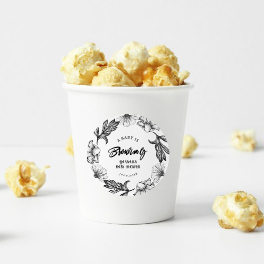 Sticker Rond Un bébé est en train de brasser des fleurs gothiqu