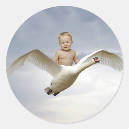 Sticker Rond Un bébé et le ciel du cygne (Devant)