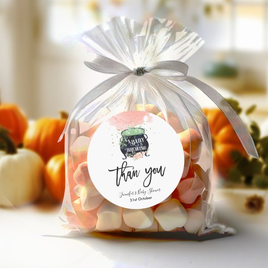 Sticker Rond un bébé prépare la classe rose Baby shower Hallowe