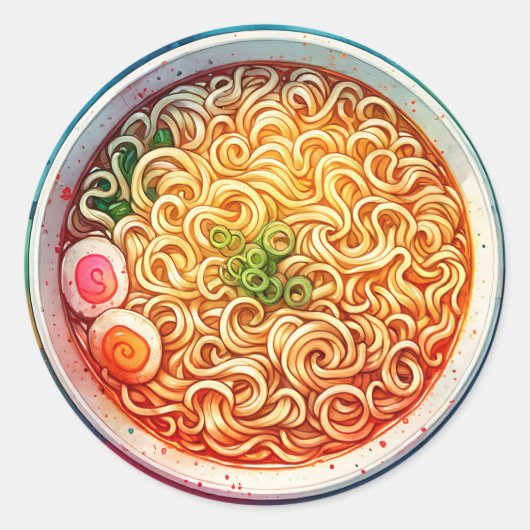 Sticker Rond Un bol de nouilles Ramen (Devant)
