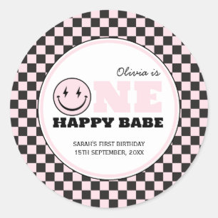 Sticker Rond Un bon bébé filles rose 1er anniversaire