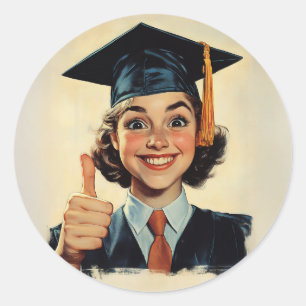 Sticker Rond Un bon diplômé donne un coup de pouce