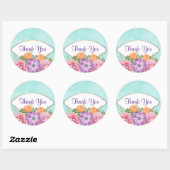 Sticker Rond Un bouquet de Merci aux fleurs d'aquarelle (Feuille)