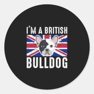 Sticker Rond Un Bulldog britannique Angleterre Union Jack