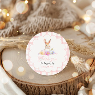 Sticker Rond Un Bunny Pastel Printemps Lapin Rose Anniversaire