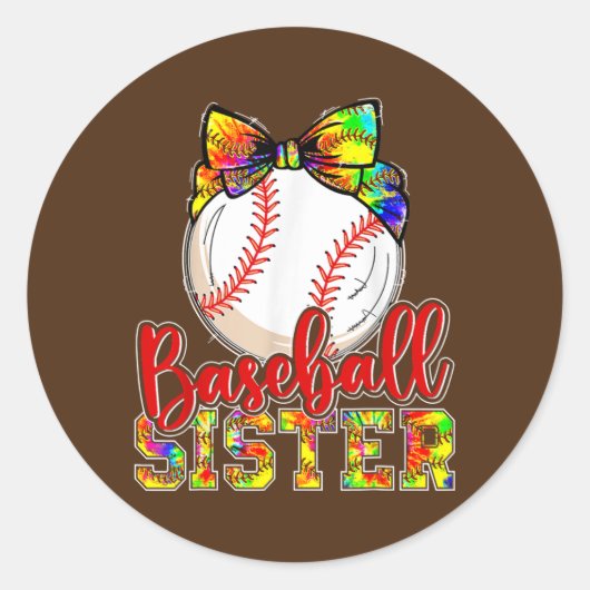 Sticker Rond Un Cadeau De Baseball Soeur Cute Pour Soeurs (Devant)