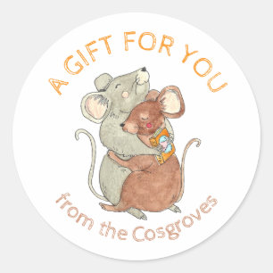 Sticker Rond Un Cadeau Pour Vous Câlin De Souris