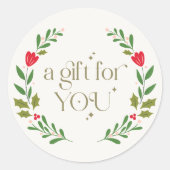 Sticker Rond Un cadeau pour vous certificat cadeau Wreath (Devant)