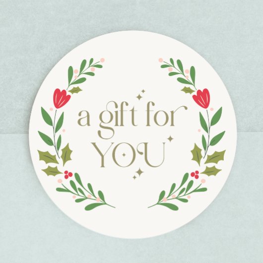 Sticker Rond Un cadeau pour vous certificat cadeau Wreath