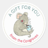 Sticker Rond Un Cadeau Pour Vous Souris Chaud Fabriqué Maison (Devant)