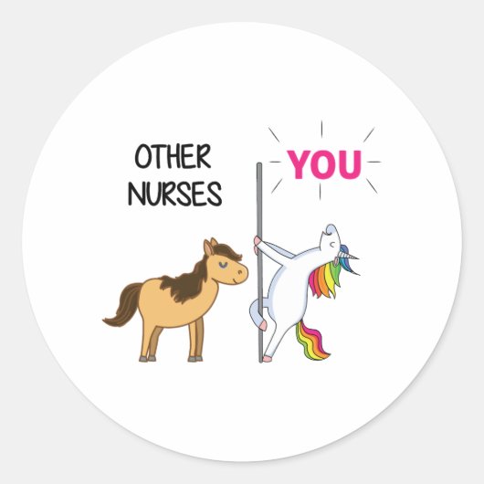 Sticker Rond Un Cadeau Unicorne Pour Infirmière (Devant)