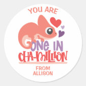 Sticker Rond Un Caméléon pour la Saint-Valentin (Devant)