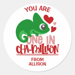 Sticker Rond Un Caméléon pour la Saint-Valentin