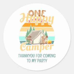 Sticker Rond Un campeur heureux merci