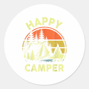 Sticker Rond Un campeur heureux tout-petit garçon drôle de feu 