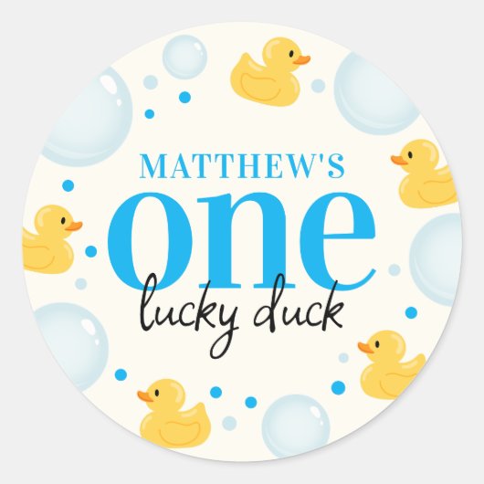 Sticker Rond Un Canard chanceux 1er anniversaire Favoriser (Devant)