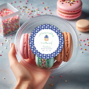 Sticker Rond Un Carré Berry Sweet Baby Boy Douche Blueberry