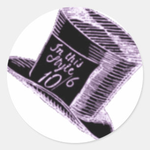 Sticker Rond Un casquette fou de chapelier dans le noir avec la