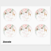 Sticker Rond Un cerf rosé d'hiver rose vif 1ère fille anniversa (Feuille)