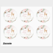 Sticker Rond Un cerf rose vif 1ère fille anniversaire (Feuille)