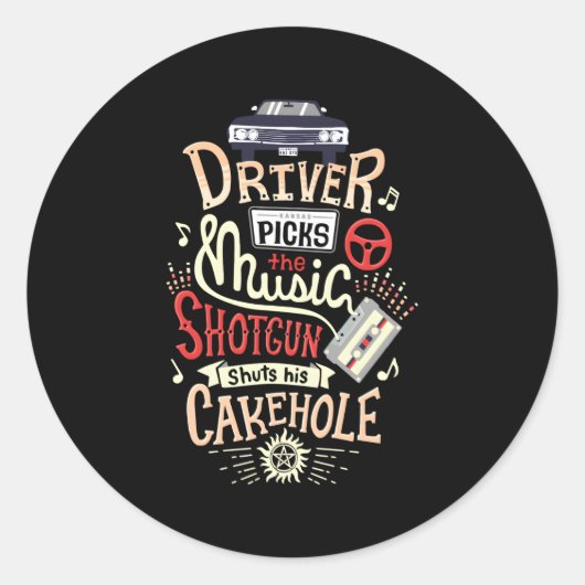Sticker Rond Un Chauffeur Surnaturel Prend La Musique (Devant)