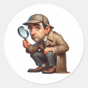 Sticker Rond Un chercheur privé à la recherche d'indices
