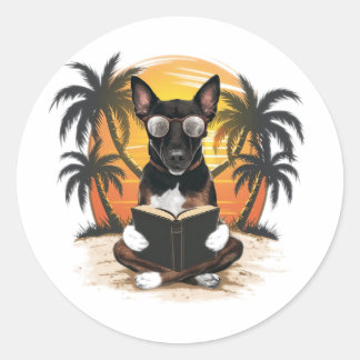 Sticker Rond Un chien d'attraction allemand portant des lunette