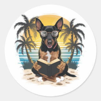Sticker Rond Un chien d'attraction allemand portant des lunette